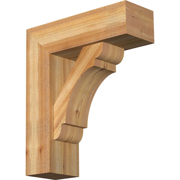 Ekena Millwork Olympic Block Rough Sawn Bracket w/ Offset Brace, Western Red Cedar, 8"W x 24"D x 28"H BKT0806X24X28OLY05RWR - main